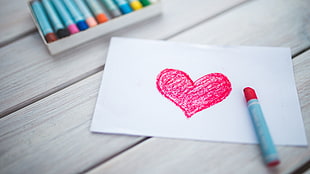 white paper with heart drawing