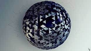 black and gray decorative ball, digital art, sphere, ball, 3D