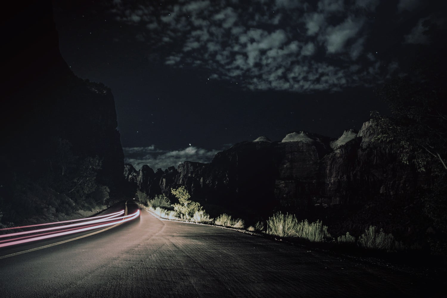 gray concrete road, road, sky, forest