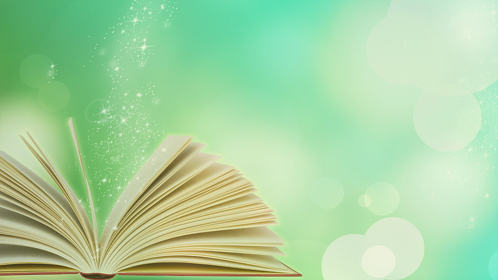 opened brown book with sprinkling dust HD wallpaper