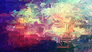 multicolored abstract painting, abstract, digital art, warm colors
