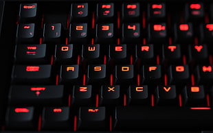 black and red LED computer keyboard HD wallpaper