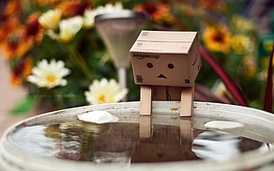brown robot cardboard box playing in water decor