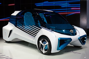 white and blue Toyota concept car HD wallpaper