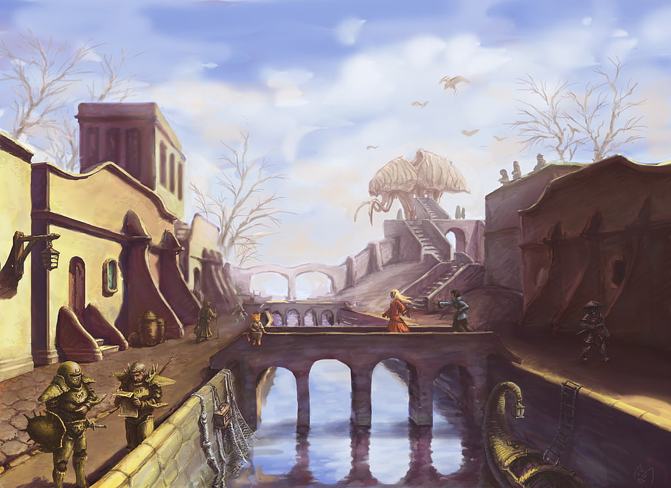 Morrowind Balmora town illustration, The Elder Scrolls III: Morrowind, video games, The Elder Scrolls HD wallpaper