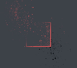 red and black square logo, paint splatter, minimalism, abstract HD wallpaper
