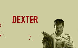 Dexter poster, Dexter Morgan, TV, sepia, newspapers