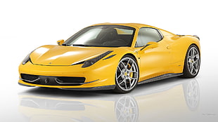 yellow Ferrari super car, Ferrari 458, supercars, simple background, Ferrari