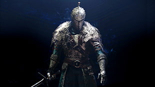 Knight in armor with black background