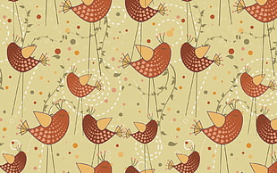 brown, beige, and green bird painting