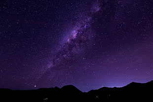white stars, stars, landscape, silhouette, Milky Way HD wallpaper