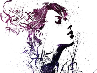 purple painting of woman's face HD wallpaper