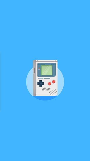 grey and white handheld console illustration, GameBoy