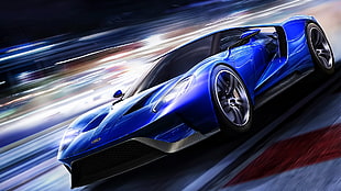 blue sports car illustration, car, Ford GT