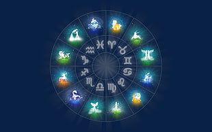 Zodiac Sign, dark background, digital art, Zodiac