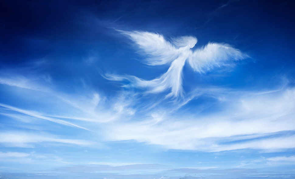 angel-formed clouds digital wallpaper HD wallpaper
