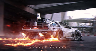 white coupe, car, Back to the Future, DeLorean, Khyzyl Saleem HD wallpaper