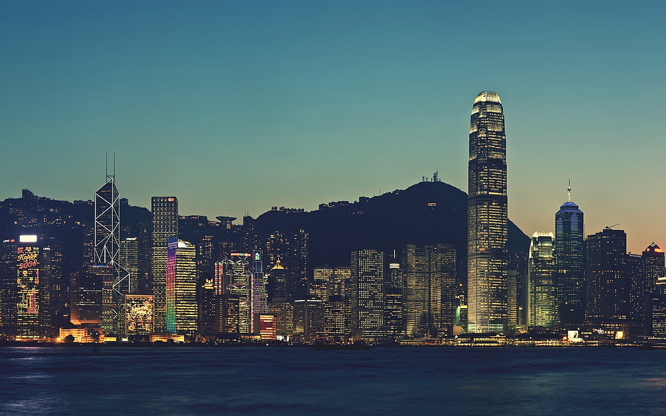 landscape photography of high-rise buildings, city, cityscape, Hong Kong, China HD wallpaper