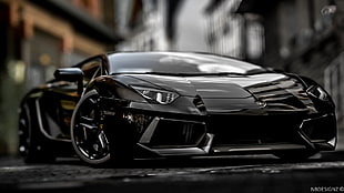 black sports car, Lamborghini, car, vehicle, black cars