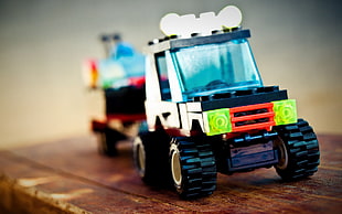 blue and white plastic toy truck, LEGO, toys