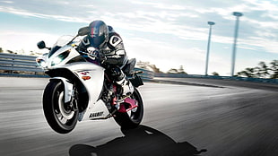 person riding sports bike clip art, motorcycle, Yamaha R1 HD wallpaper