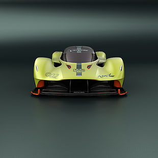 yellow supercar, Aston Martin Valkyrie AMR Pro, Geneva Motor Show, 2018 HD wallpaper