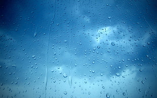 water droplets, water drops, sky, clouds, rain HD wallpaper