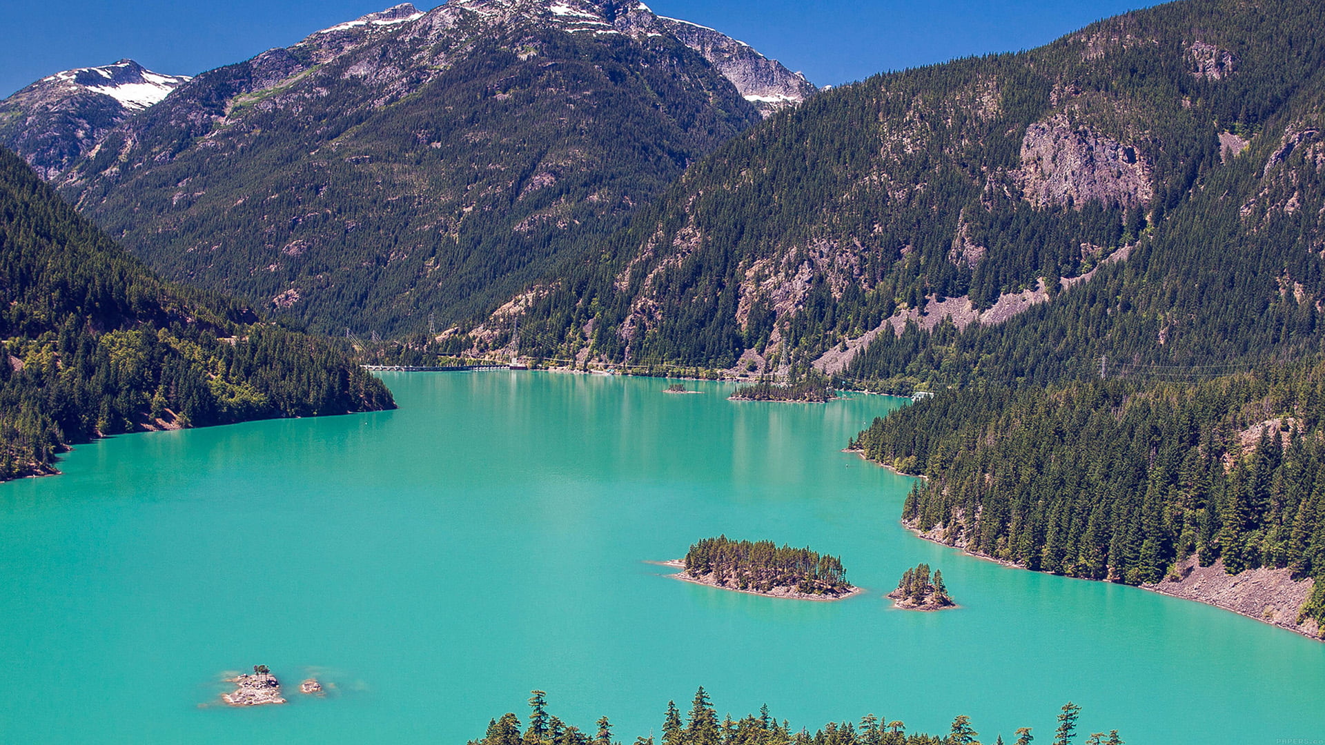 Горы и голубая вода. Фото зелёных гор 1920x1080. Water Mountains Blue.
