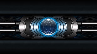 gray and blue LED tool, render, abstract, vector art, blue