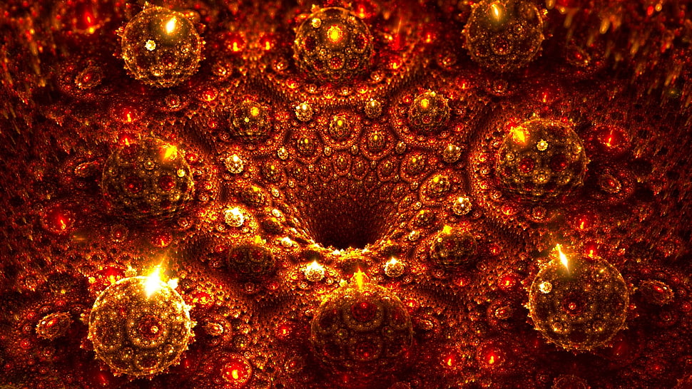 red liquid artwork, fractal, abstract HD wallpaper
