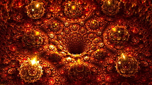 red liquid artwork, fractal, abstract
