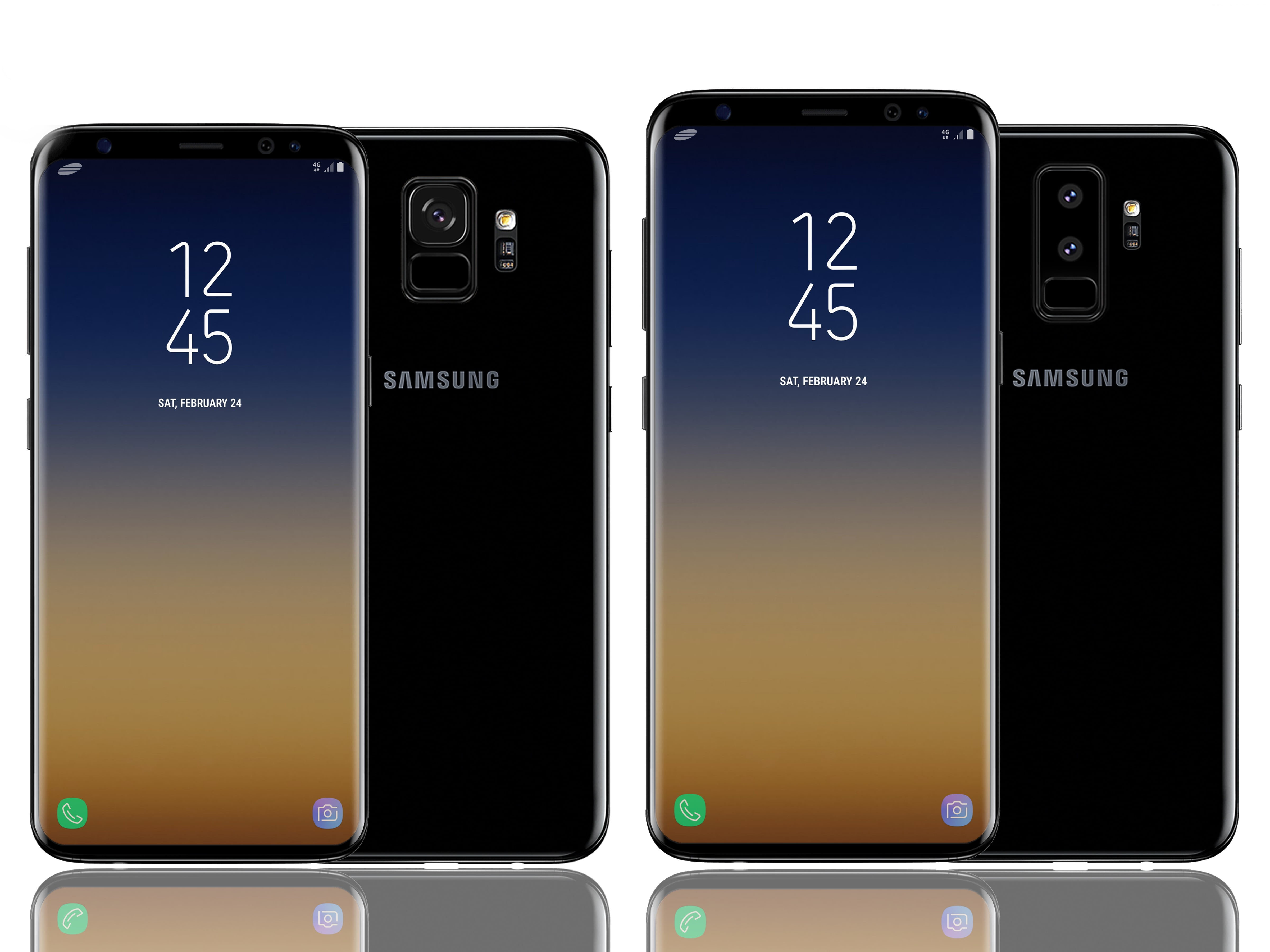 two midnight black Samsung Galaxy S8