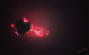 red and black LED heart wall decor, love, artwork, heart HD wallpaper