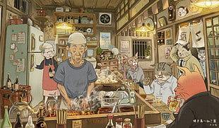 animal-themed cartoon illustration, anime HD wallpaper