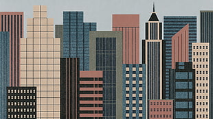 assorted-color high-rise buildings painting, abstract, building, city