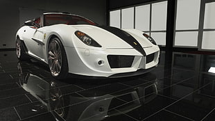 white coupe, car, Ferrari, Ferrari 599, white cars