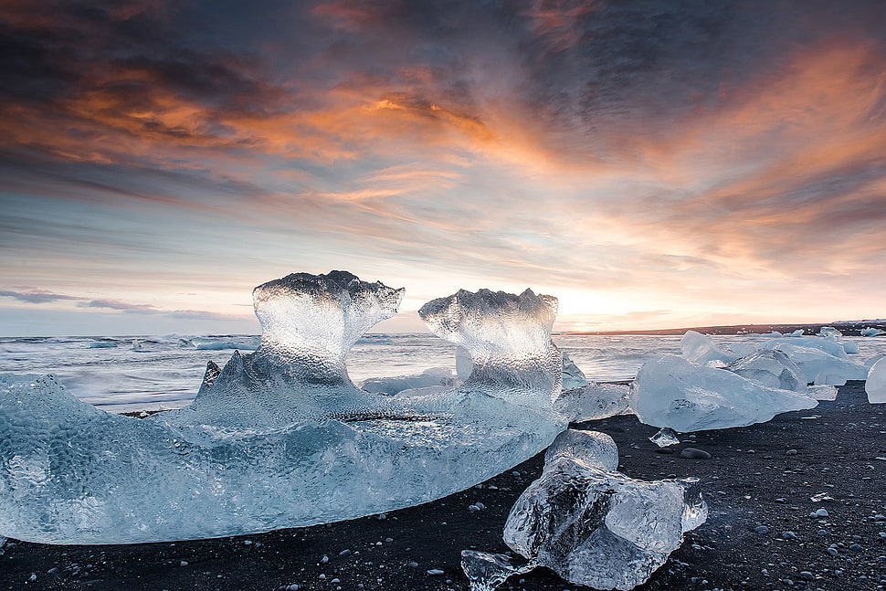 ice plains, ice, nature, Arctic, clouds HD wallpaper