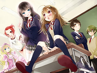 students in classroom anime digital wallpaper