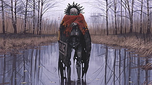 anime character, Simon Stålenhag, Things from the Flood, digital art, robot