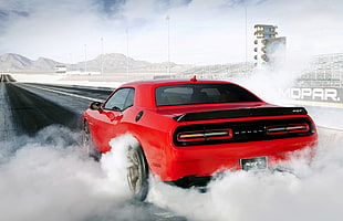 red car, car, muscle cars, Dodge Challenger, Dodge Challenger Hellcat