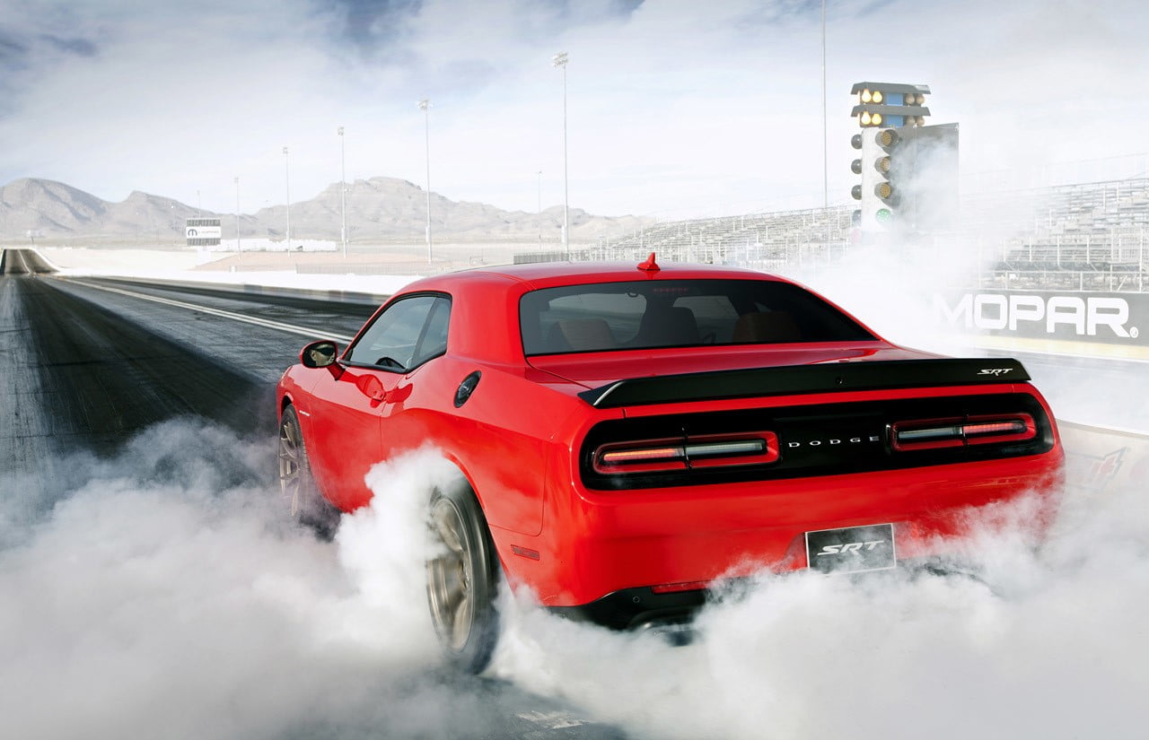 red car, car, muscle cars, Dodge Challenger, Dodge Challenger Hellcat