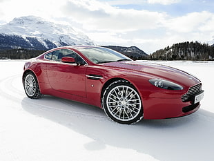 red sports car on snow