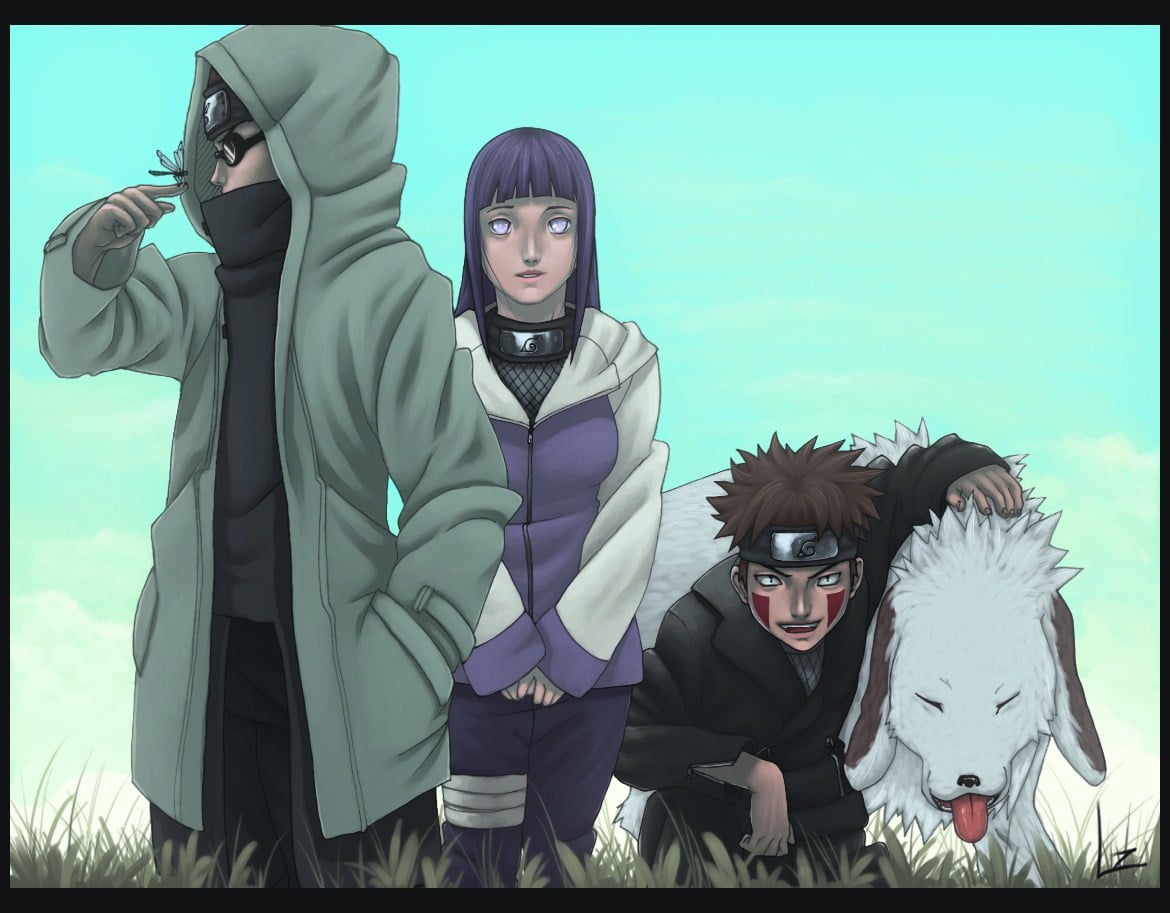 Team Kurenai of Naruto digital wallpaper, Naruto Shippuuden, Aburame Shino, Hyuuga Hinata, Inuzuka Kiba