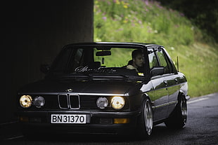 black BMW sedan, BMW E28, Stance, Stanceworks, Problemsolver HD wallpaper