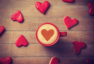 red mug with coffee HD wallpaper