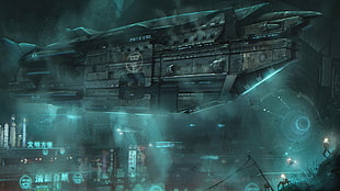 battleship illustration, science fiction, concept art, futuristic, spaceship