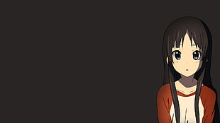 black haired female anime character digital wallpaper, K-ON!, Akiyama Mio, simple background