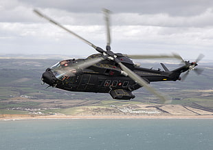 black transport helicopter, helicopters, vehicle, aircraft