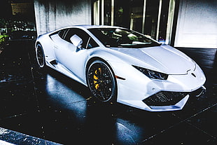 white Lamborghini sports car