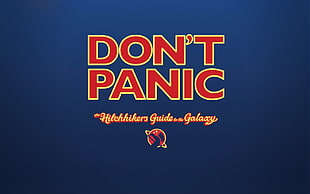 The Hitchhiker's Guide to the Galaxy, Don't Panic, humor, typography